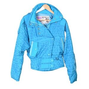 Womens Vtg Nils Turquoise Parka Winter Ski Water Resitstant Jacket Coat Size 8